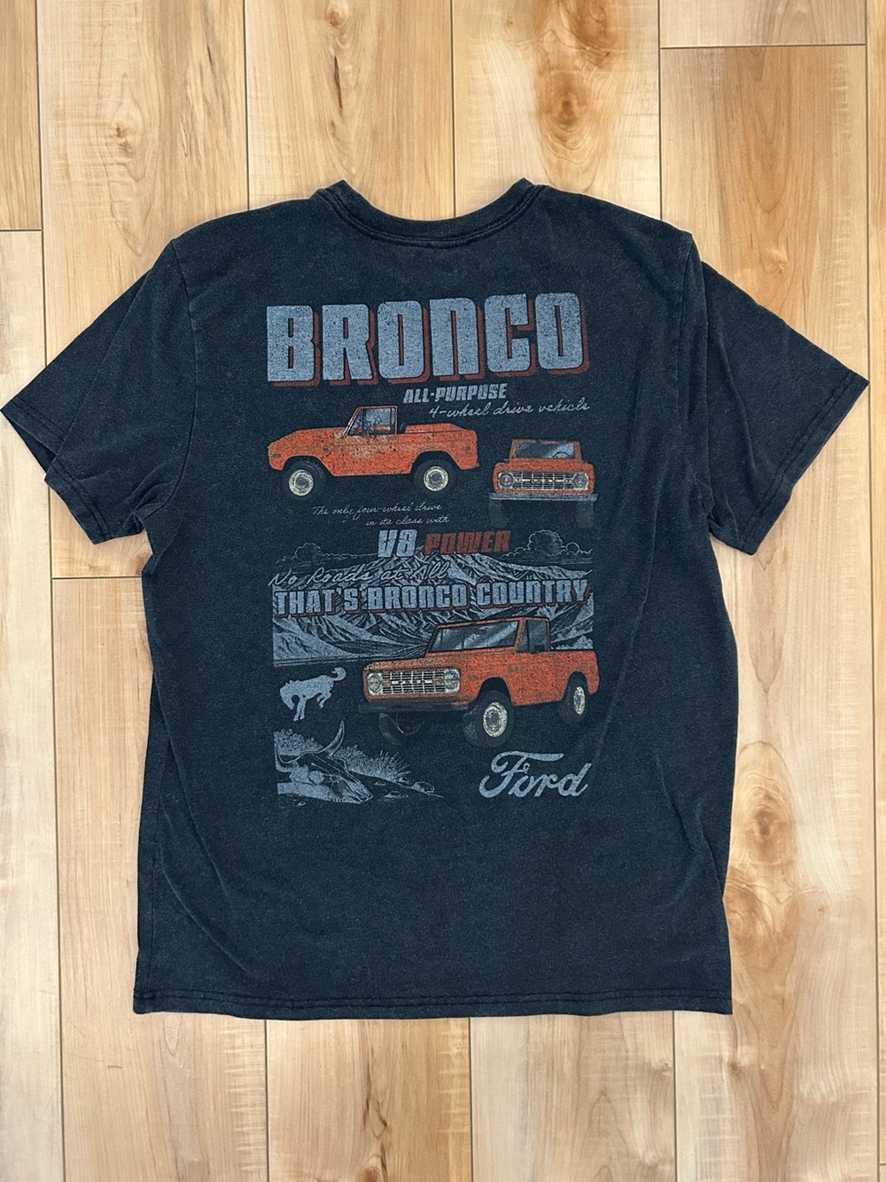 Ford Bronco Black Graphic Distressed T-shirt